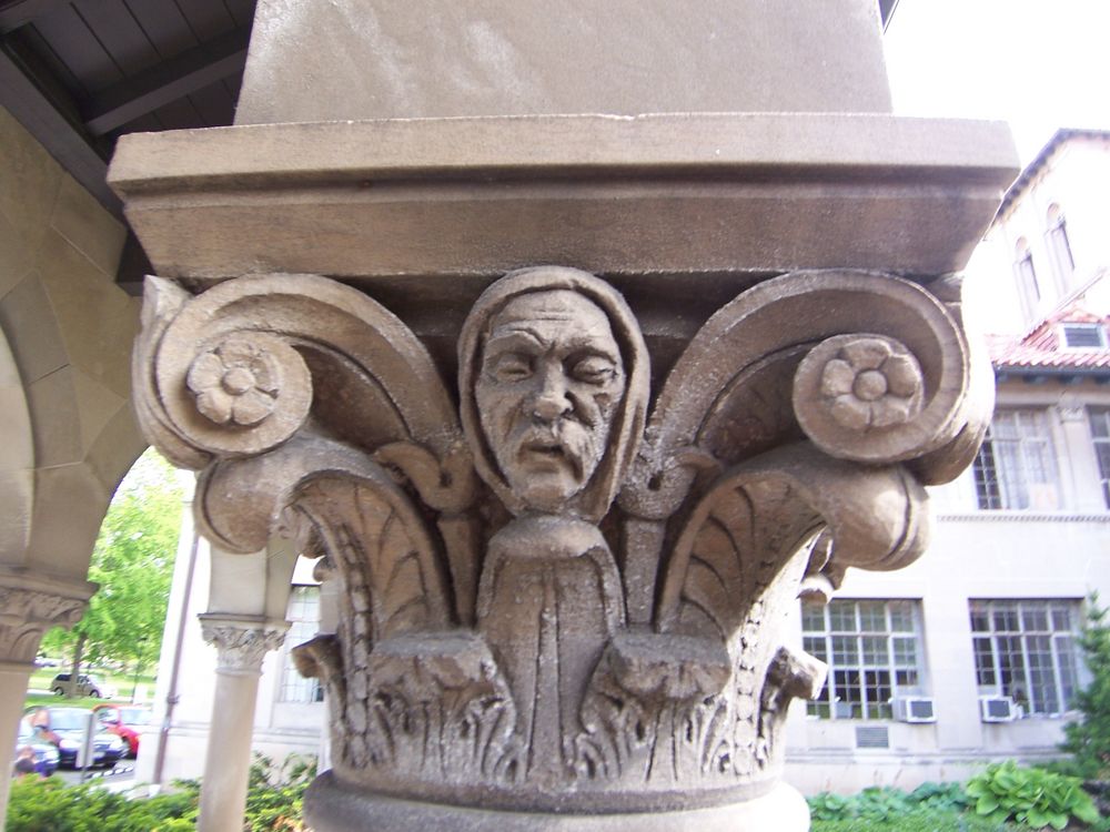 Oberlin Graduate School of Theology Quadrangle, Carving detail.